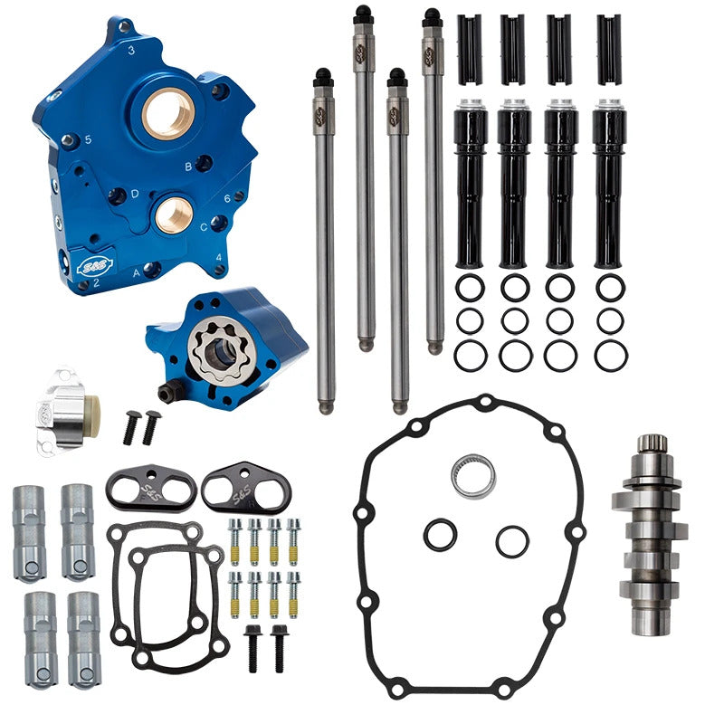 S&S Cycle 24-26 Oil Cooled M8 Models Chain Drive HPT542 Cam Chest Kit w/ Black Pushrod Tubes