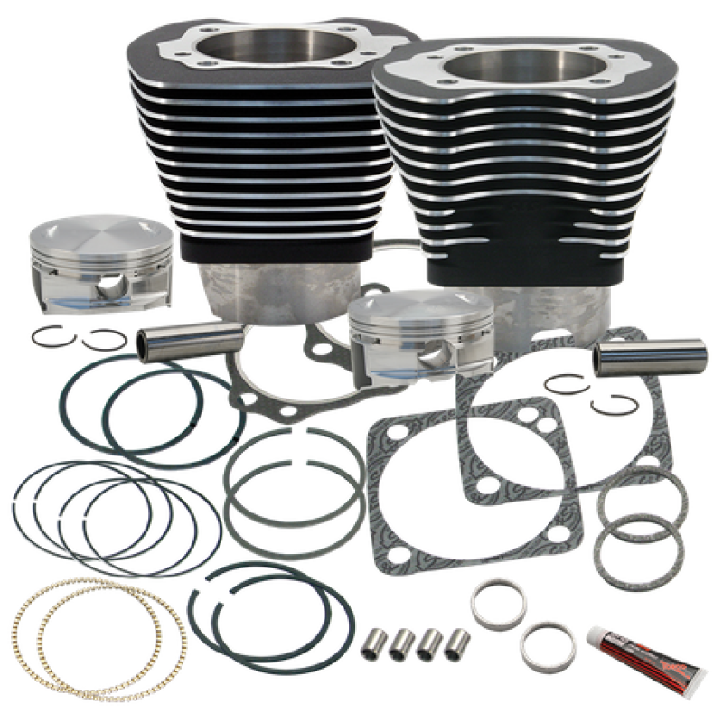 S&S Cycle 84-99 BT 4 1/8in Bore Cylinder & Pistons Kit For S&S V124 Engine - Wrinkle Black