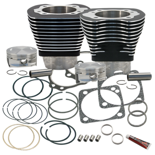 S&S Cycle 84-99 BT 4 1/8in Bore Cylinder & Pistons Kit For S&S V124 Engine - Wrinkle Black