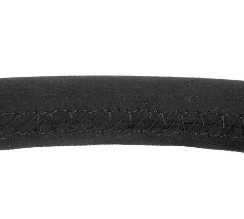 NRG Reinforced Stealth Wheel (380mm) 3 Spoke Center - 1in Deep Dish - Vegan Suede Red Stitch