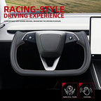 Heated Black Leather Yoke Steering Wheel for Tesla Model Y 2025+ Juniper