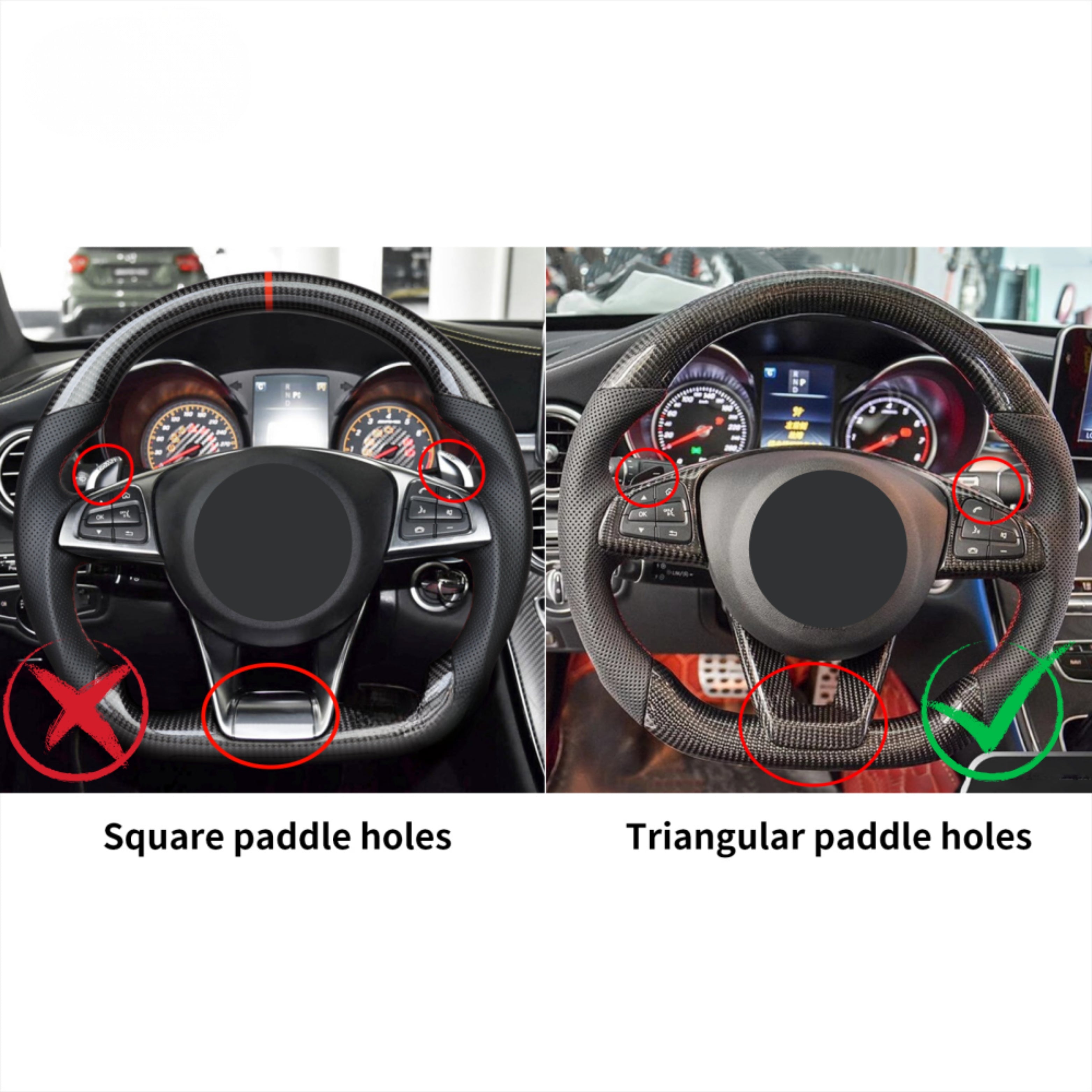 LED Carbon Fiber Steering Wheel for Mercedes-Benz C-Class / CLA / E-Class 2016+
