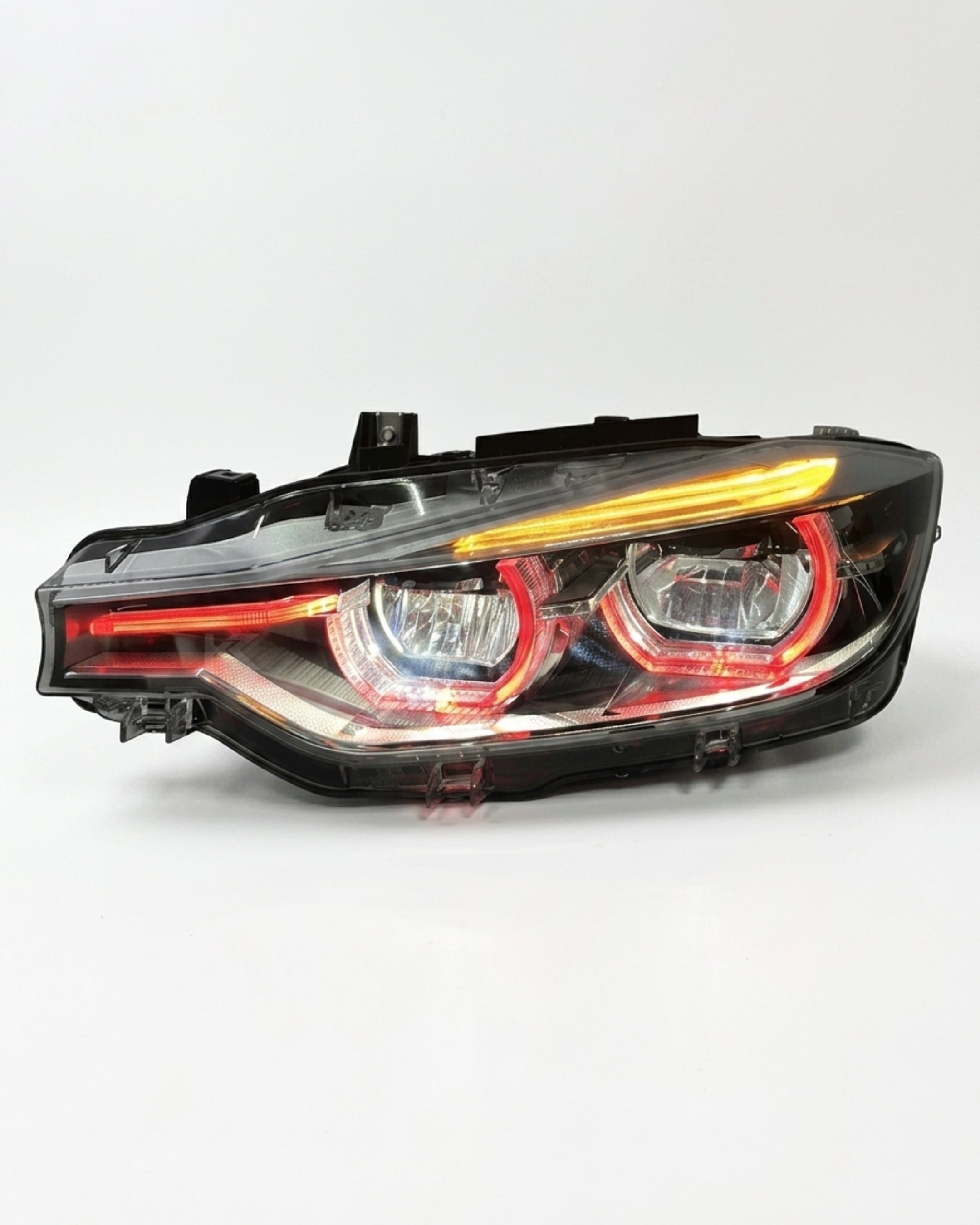BMW 3 Series F30 / F31 / F35 V3 Silver Tri-Color LED Headlight Assembly (White / Yellow / Red DRL / LCI Style Look) 2012 - 2018 (Replaces 63117314531)