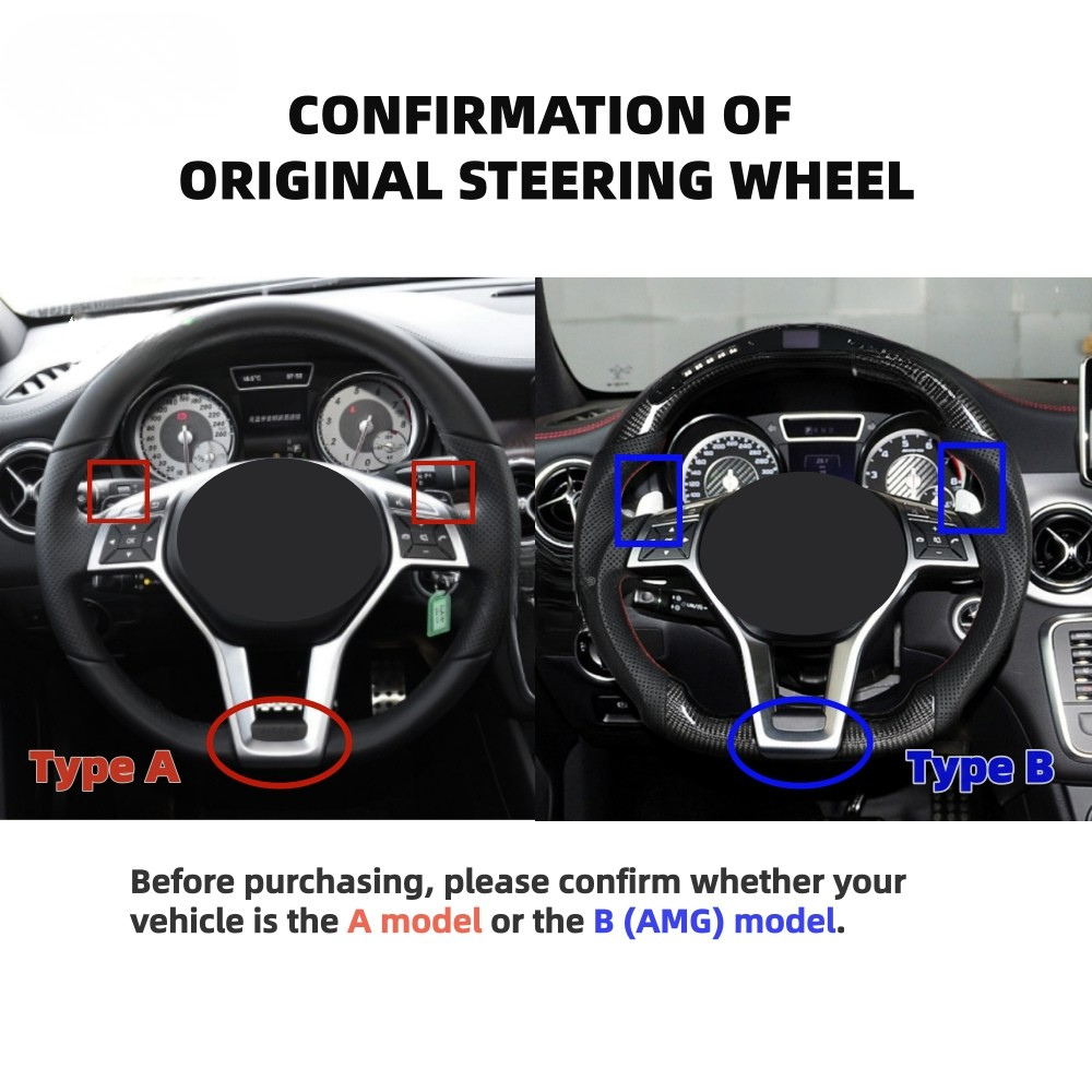 Real LED Steering Wheel for Mercedes-Benz AMG C63 W204, A45, CLA45, W212 & W213 2013–2014