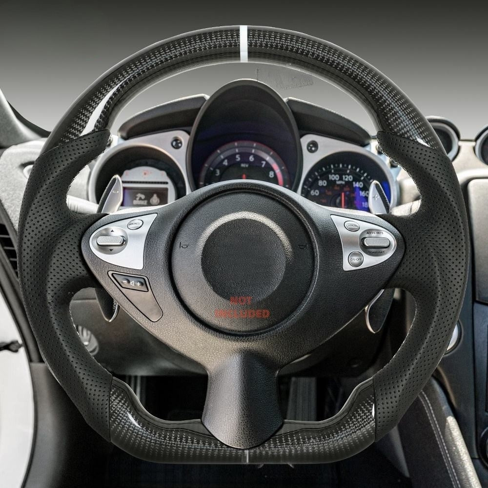 White Line Carbon Fiber Steering Wheel for Nissan 370Z Z34 2008-2020