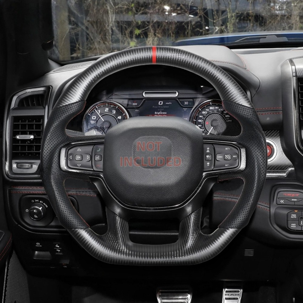 Matte Carbon Fiber Heated Steering Wheel for Ram 1500 & Ram TRX 2019–2024