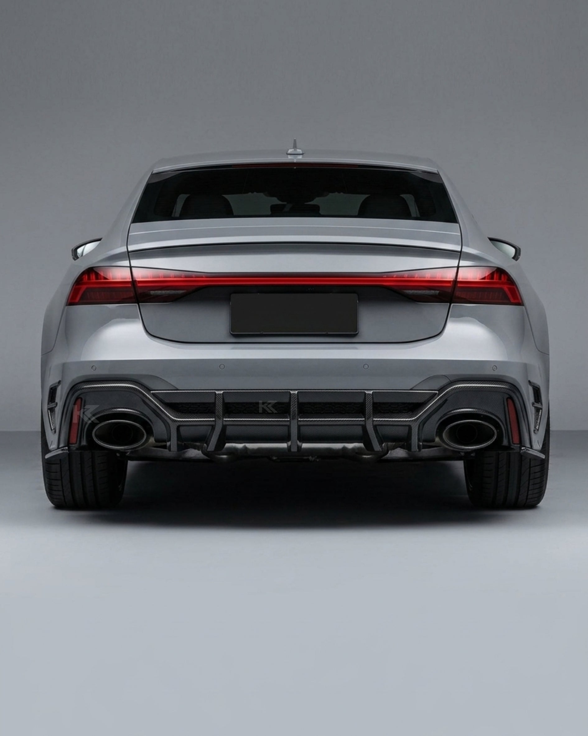 Audi RS7 C8 Sportback 4-Door Dry Carbon Fiber Rear Bumper Lip With Big Fins 2020 - 2021