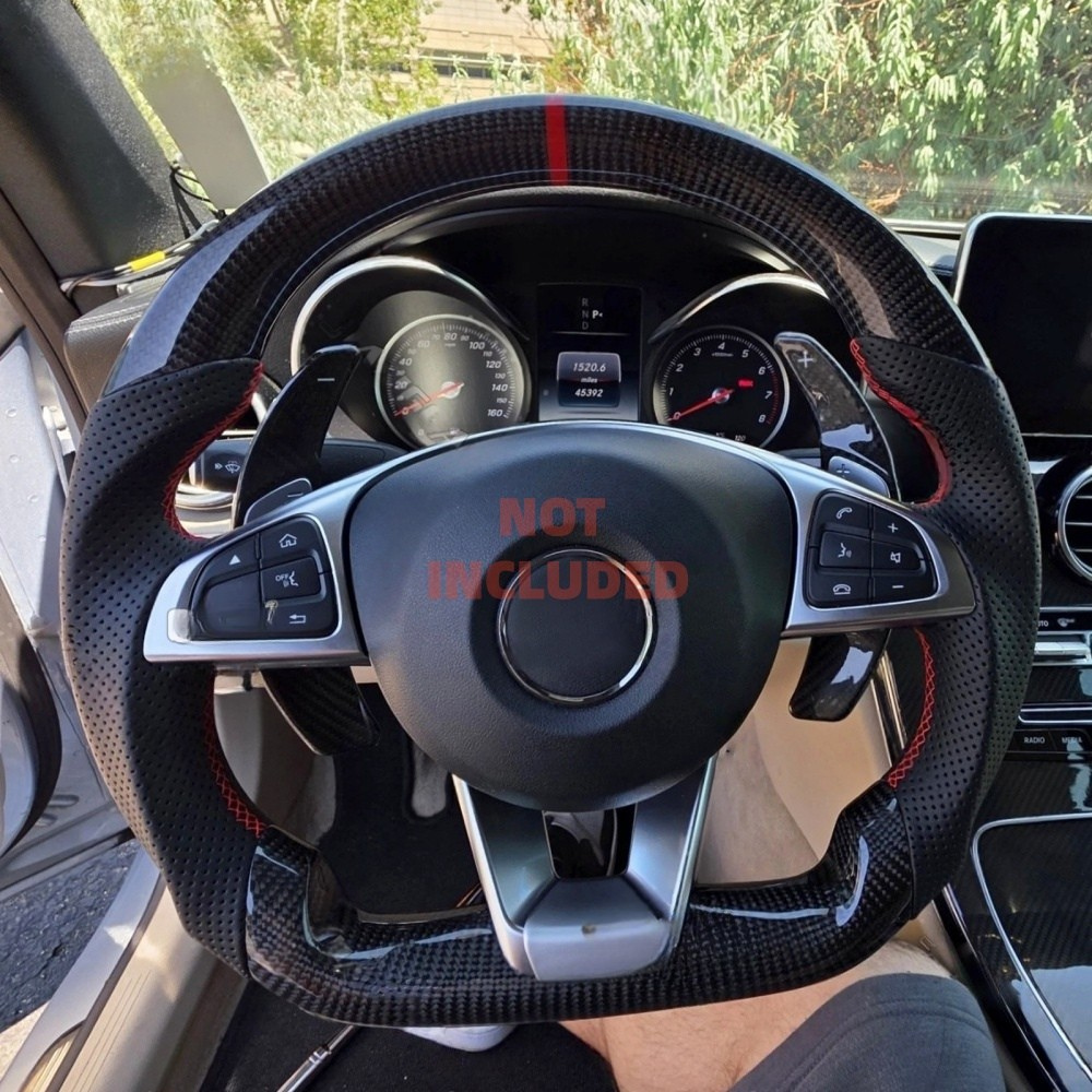 Real Carbon Fiber Steering Wheel for Mercedes-Benz W205 W213 W246 C292 C-Class (Non-Heated & Non-Vibration)