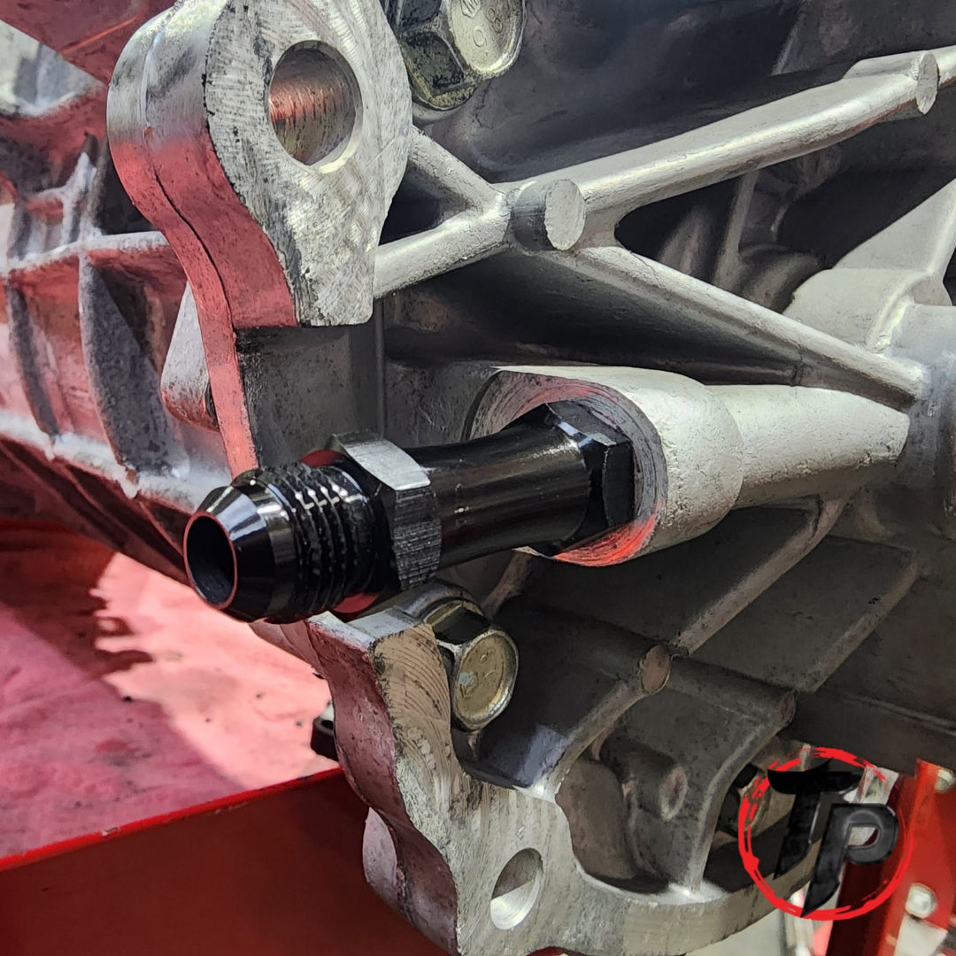 TR6060 Transmission Cooler Pump Extension AN Fitting Adapter By Tick Performance