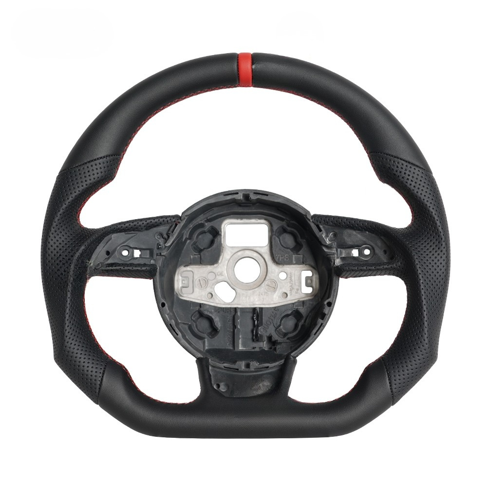 Flat-Bottom Real Carbon Fiber Steering Wheel for Audi A3 A4 A5 S3 S4 S5 RS3 RS4 RS5 RS6 RS7 SQ5 2012–2016