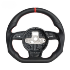 Flat-Bottom Real Carbon Fiber Steering Wheel for Audi A3 A4 A5 S3 S4 S5 RS3 RS4 RS5 RS6 RS7 SQ5 2012–2016