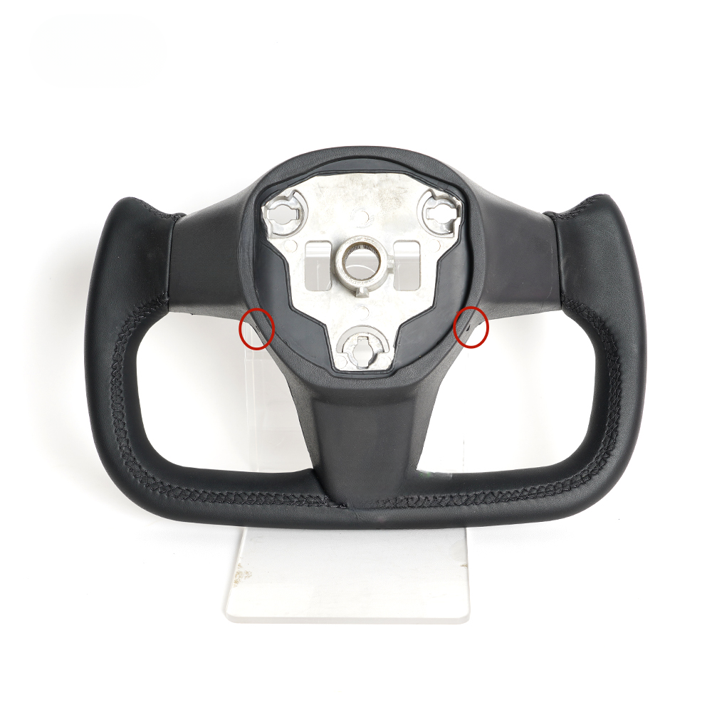 Leather Yoke Heated Steering Wheel for Tesla Model 3/Y Carbon Patches