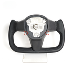 Leather Yoke Heated Steering Wheel for Tesla Model 3/Y Carbon Patches