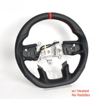 Black Full Leather Heated Steering Wheel with Red Center Stripe for Ram 1500 Rebel 2019-2024