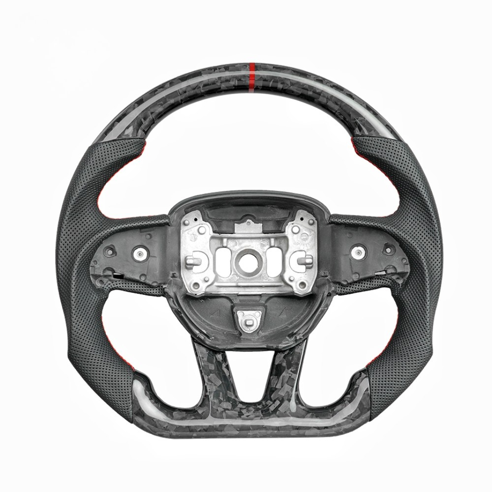 Glossy Forged Carbon Fiber Steering Wheel for Dodge Charger, Challenger & Durango 2015-2025
