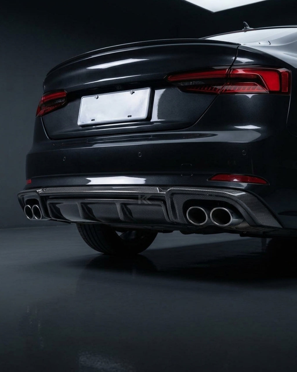 Audi A5 S-Line / S5 B9 Coupe & Sedan Carbon Fiber Gloss Black Rear Bumper Diffuser 2017 - 2019