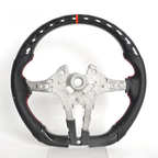 Real Carbon Fiber Steering Wheel for BMW F-Series 1, 2, 3, 4, X1, X3, X6 & M2 – Tri-Color or Red Stripe