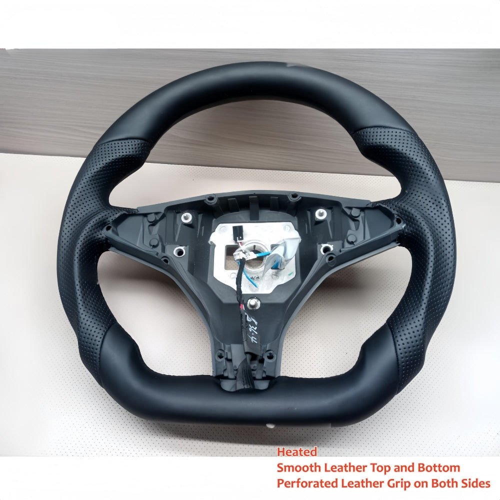 Real Carbon Fiber Sport Steering Wheel for Tesla Model S 2014–2020 & Model X 2016–2020 Black Leather Heated
