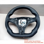Real Carbon Fiber Sport Steering Wheel for Tesla Model S 2014–2020 & Model X 2016–2020 Black Leather Heated