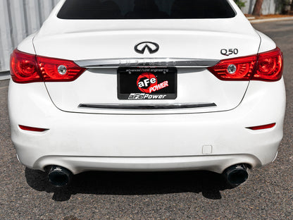 aFe Takeda 2.5in 304 SS Cat-Back Exhaust System w/ Black Tips 16-18 Infiniti Q50 V6-3.0L (tt)