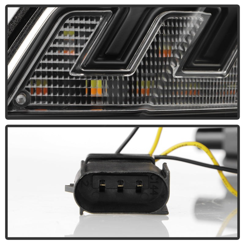 Spyder 15-17 Ford Mustang LED Headlights - Black (PRO-YD-FM15AP-GRSB-SET-BK)