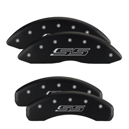 MGP Front set 2 Caliper Covers Engraved Front Bowtie Black finish silver ch