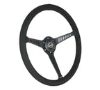 NRG Reinforced Stealth Wheel (380mm) 3 Spoke Center - 1in Deep Dish - Vegan Suede Red Stitch
