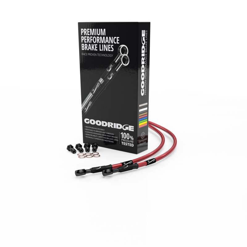 Goodridge 99-06 Suzuki GSX1300RX-RZK5 Red Front SS Brake Lines w/Black Fittings