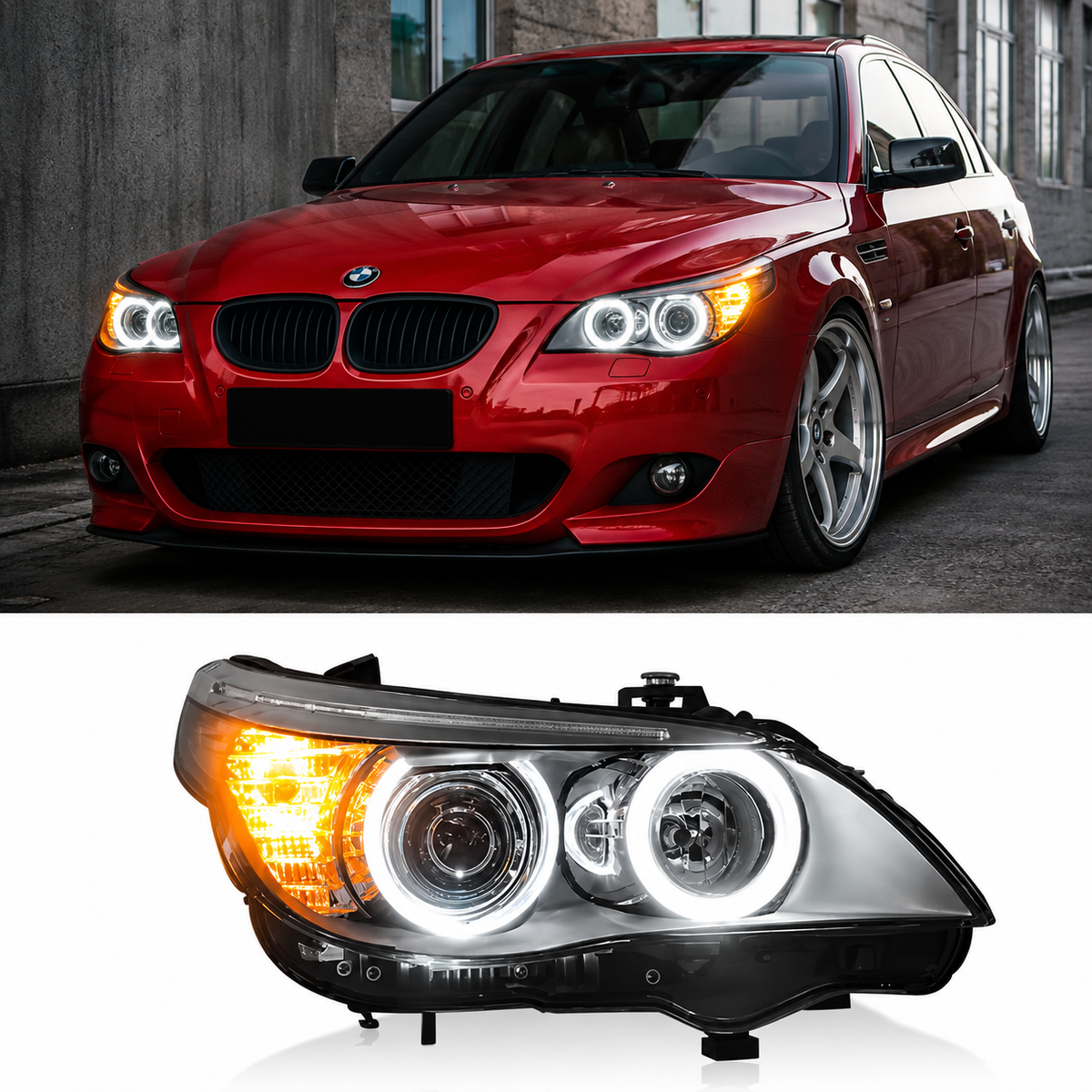 Led Headlights for BMW 5 Series E60 E61 Sequential DRL Projector Headlamp by Stratec Systems
