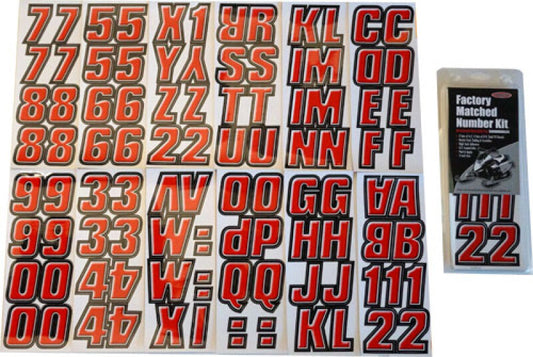 Hardline Snowmobile Lettering Registration Kit 2 in. - 500 Red/Black