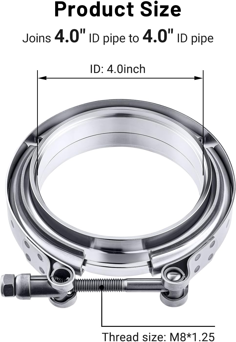4.0" (102mm) Mild Steel Interlocking V-Band Clamp & Flange Kit – 308540-1M - Granatelli Motor Sports