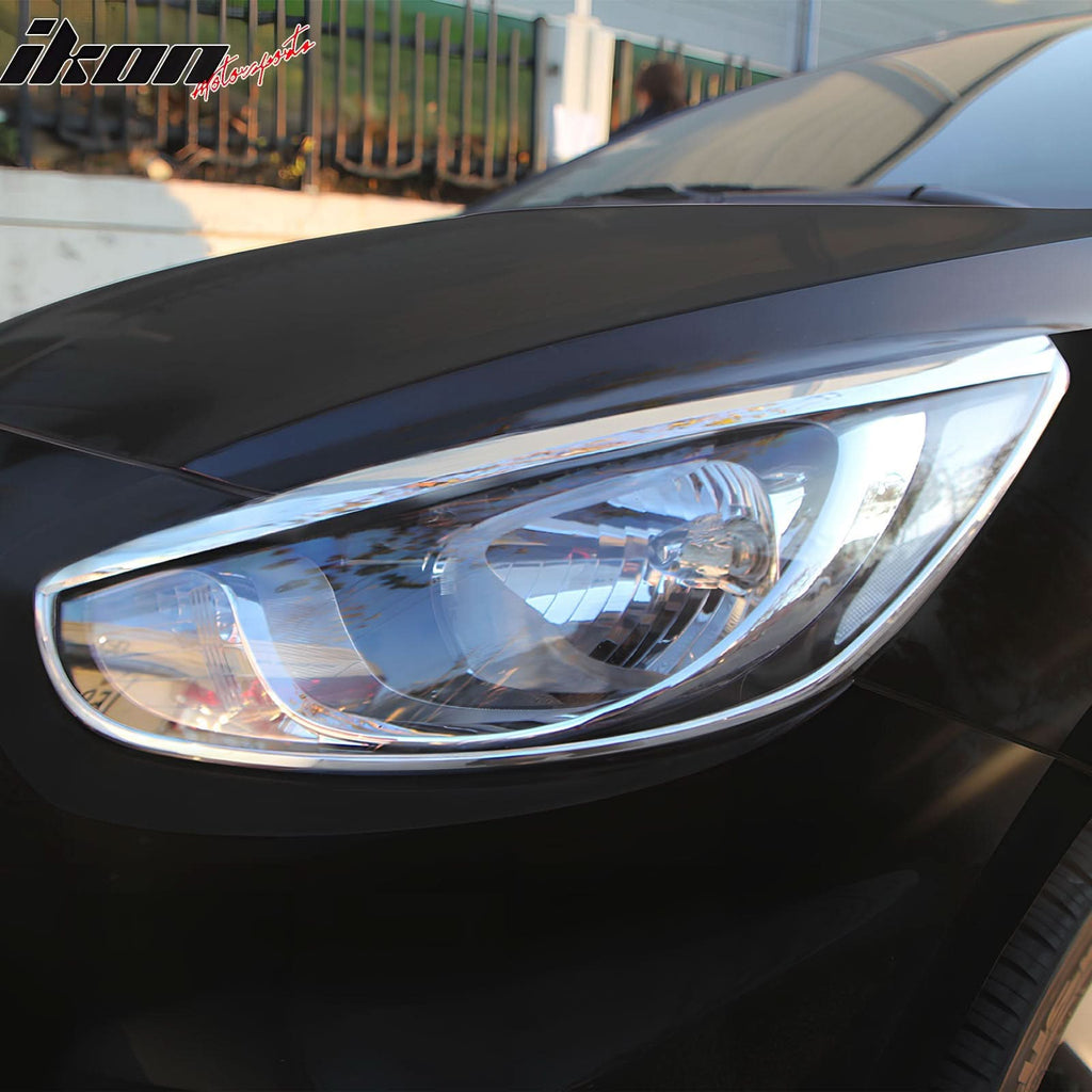 2012-2013 Hyundai Accent 4/5 Door Headlight Bezels Cover Chrome ABS