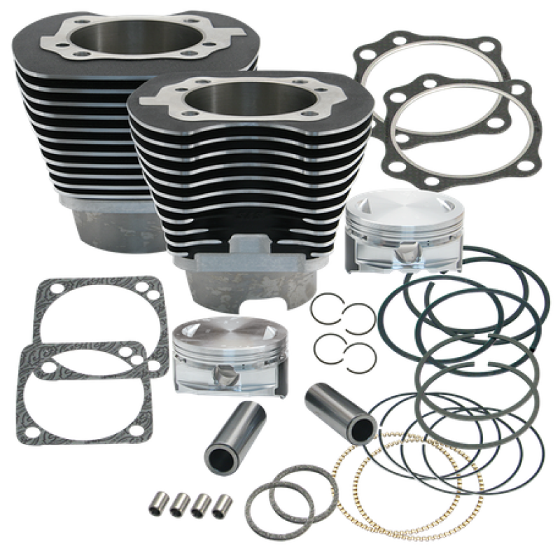 S&S Cycle 99-06 BT 4 1/8in Bore Cylinder & Piston Kit Early Production T111 Engines - Wrinkle Black