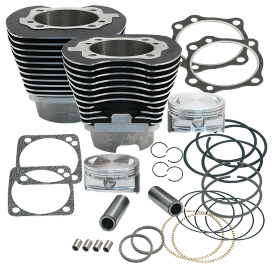 S&S Cycle 99-06 BT 4 1/8in Bore Cylinder & Piston Kit Early Production T111 Engines - Wrinkle Black