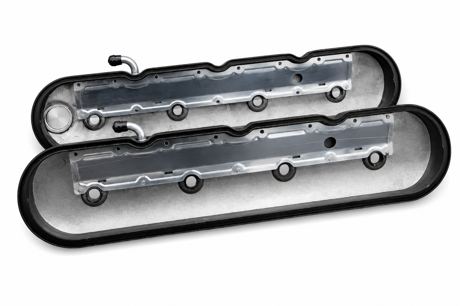 Granatelli Motor Sports LS Valve Cover with Integral Angled Coil Mounts Black Wrinkle Finish, 4.8, 5.3, 5.7, 6.0, 6.2, 7.0L, Pair - 640367 - Granatelli Motor Sports
