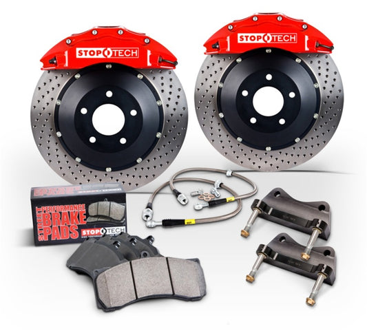 StopTech 15 Audi S3 / 15 Volkswagen Golf R Front BBK w/ Black ST-40 Caliper Slotted 355X32 2pc Rotor