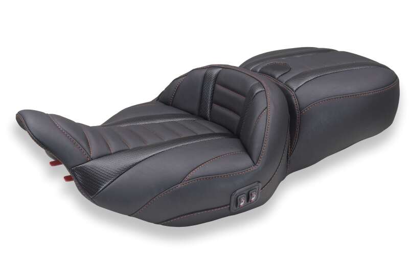 Mustang 23-26 Harley CVO Road Glide, Street Glide, Heated Deluxe ST 1pc 2Up Blk w/ Beauty Thread