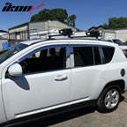 2007-2017 Jeep Compass Window Visor ABS Chrome Sun Rain Guard 6PC Vent