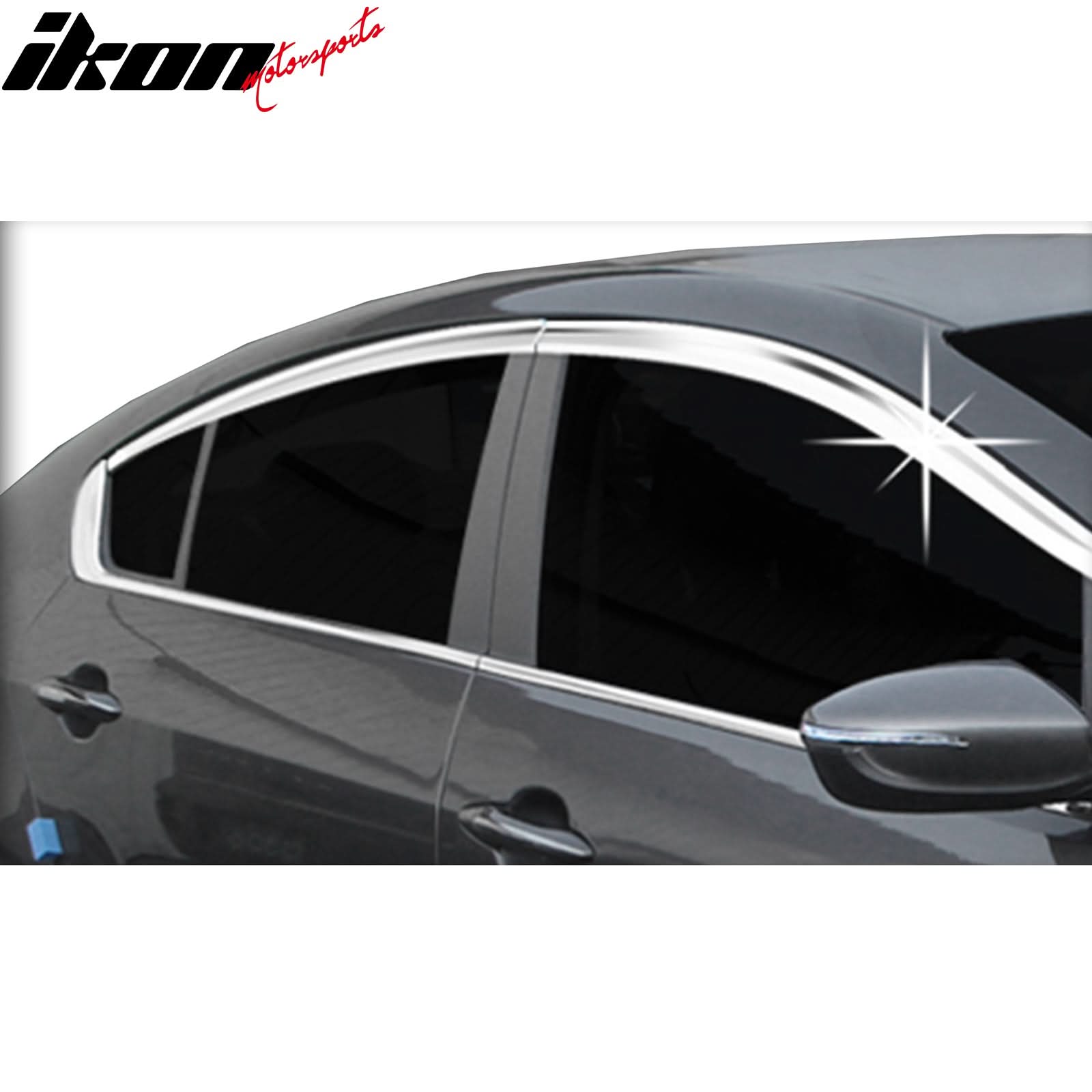 2014-2018 Kia Forte 4DR Window Visor ABS Chrome Sun Rain Guard 4PC
