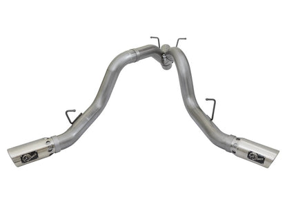 aFe Large Bore-HD 4in 409-SS DPF-Back Exhaust w/Dual Polished Tips 2017 GM Duramax V8-6.6L (td) L5P