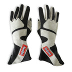 RaceQuip SFI-5 Gray/Black Large Long Angle Cut Glove