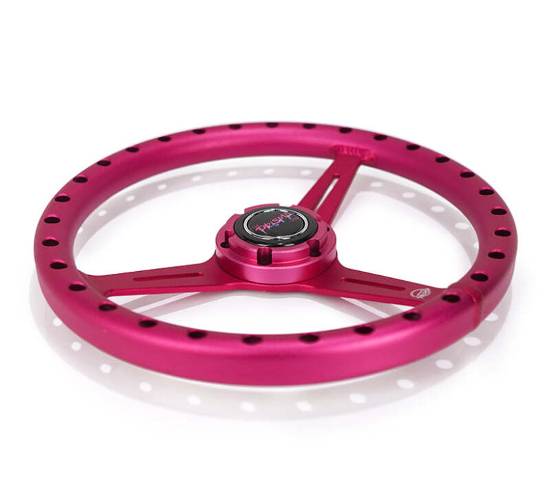 NRG Aluminum Steering Wheel 330mm - Extra Light - Ergonomic Grip - Anadized Pink
