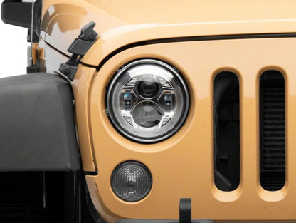 Raxiom 07-18 Jeep Wrangler JK 7-In LED Headlights- Chrome Housing (Clear Lens)