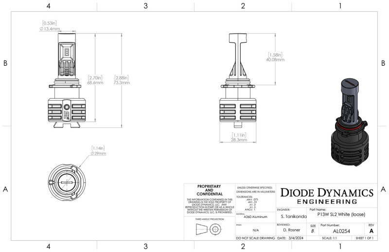 Diode Dynamics P13W Yellow SL2 LED Bulbs (pair)