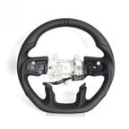 Black Full Leather Heated Steering Wheel with Red Center Stripe for Ram 1500 Rebel 2019-2024