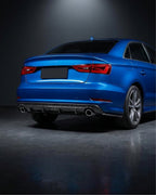 Audi A3 8V S-Line Sedan Carbon Fiber Gloss Black Rear Bumper Diffuser Lip 2016