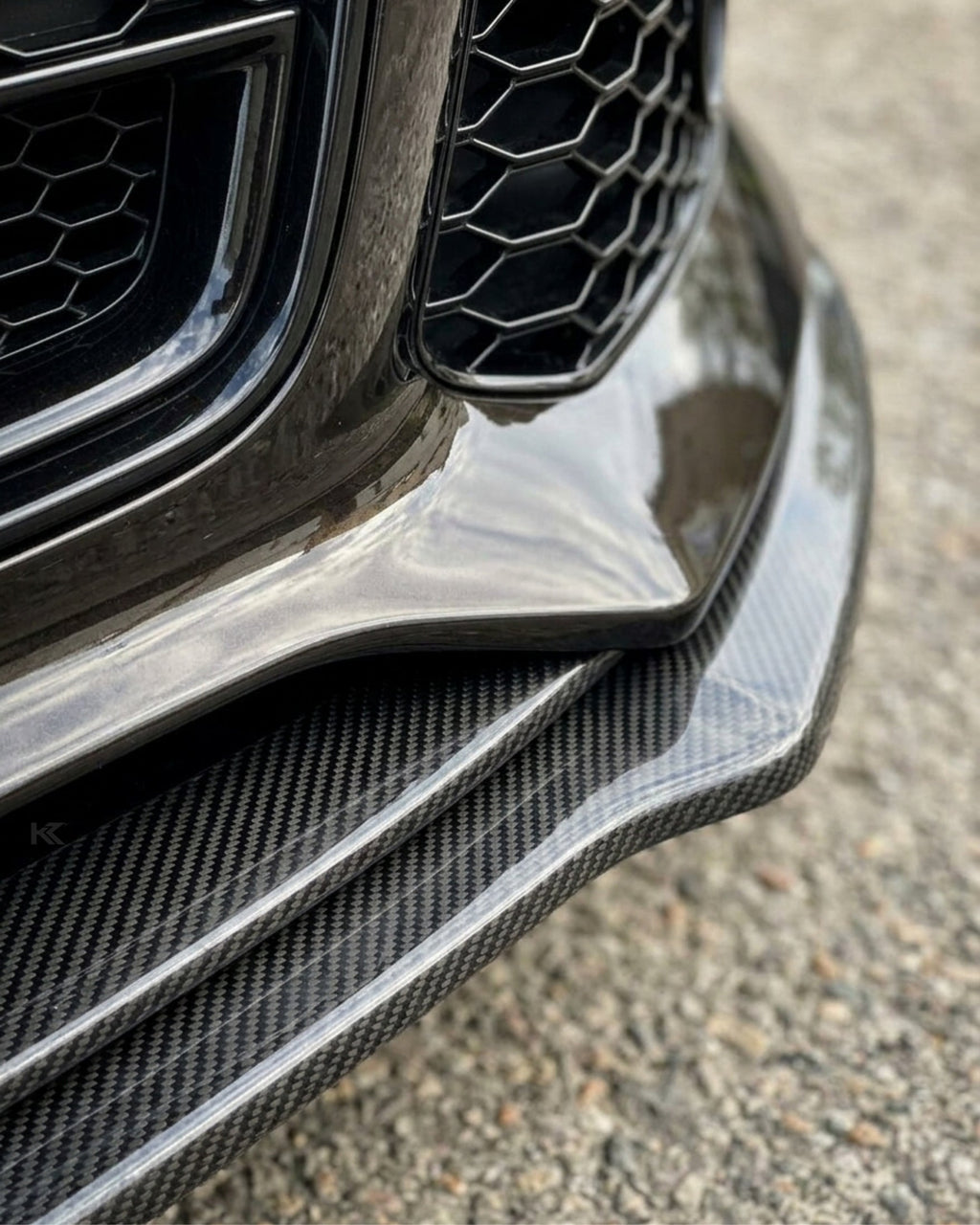 Audi RS6 C7 Carbon Fiber Front Center Lip – Gloss Black Splitter (2013–2016)
