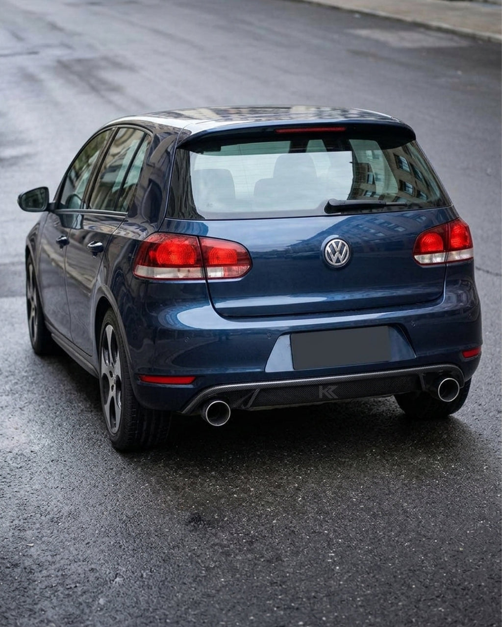 VW Golf MK6 GTI Carbon Fiber Rear Diffuser – Gloss Black (2010–2013)