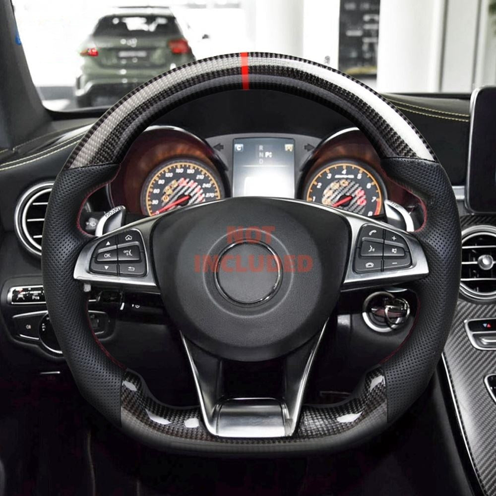 Carbon Fiber LED Steering Wheel for Mercedes-Benz W205 AMG C63, GLS, CLA & GLE 2016–2017 with Vibration (Non-Heated)
