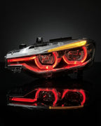BMW 3 Series F30 / F31 / F35 V3 Silver Tri-Color LED Headlight Assembly (White / Yellow / Red DRL / LCI Style Look) 2012 - 2018 (Replaces 63117314531)